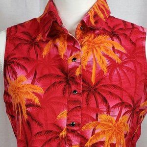 Panhandle Slim Ladies Hawaiian Print Sleeveless Western Shirt